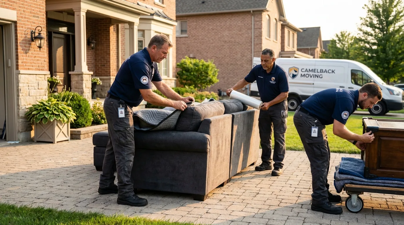 Large estate moving crew wrapping furniture in Malone, FL