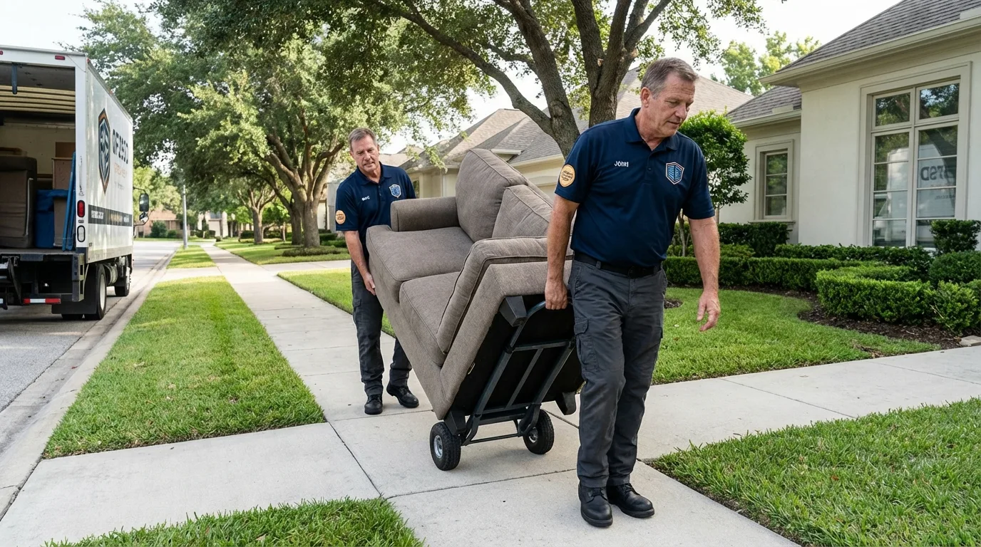 Local residential moving crew loading furniture in Malone, FL